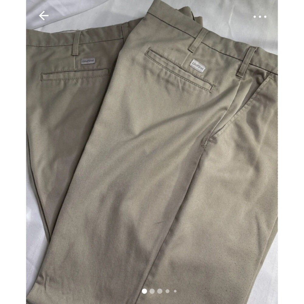 Lot of 2- MEN'S SofTwill UniFirst WORK UNIFORM PANTS SLACKS Beige 36 X 34
